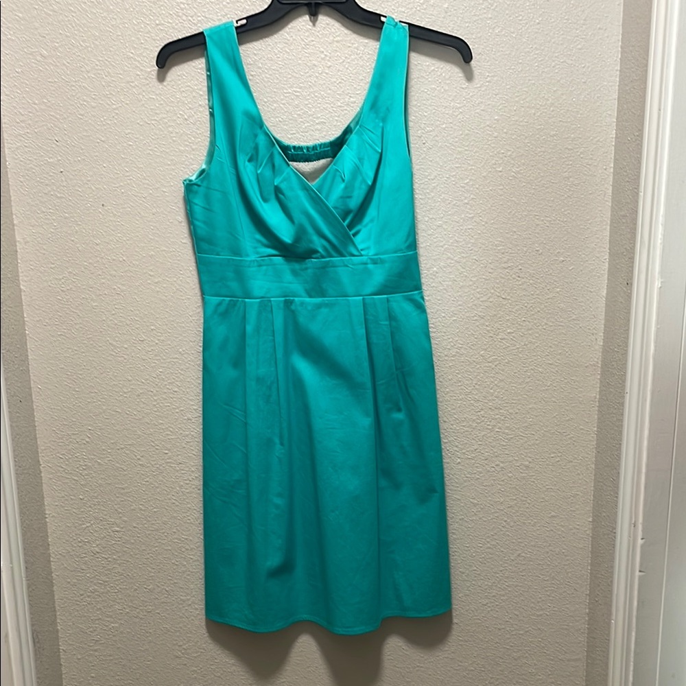 Spense Teal Sleeveless V-neck Midi Sundress With Pockets Size 4